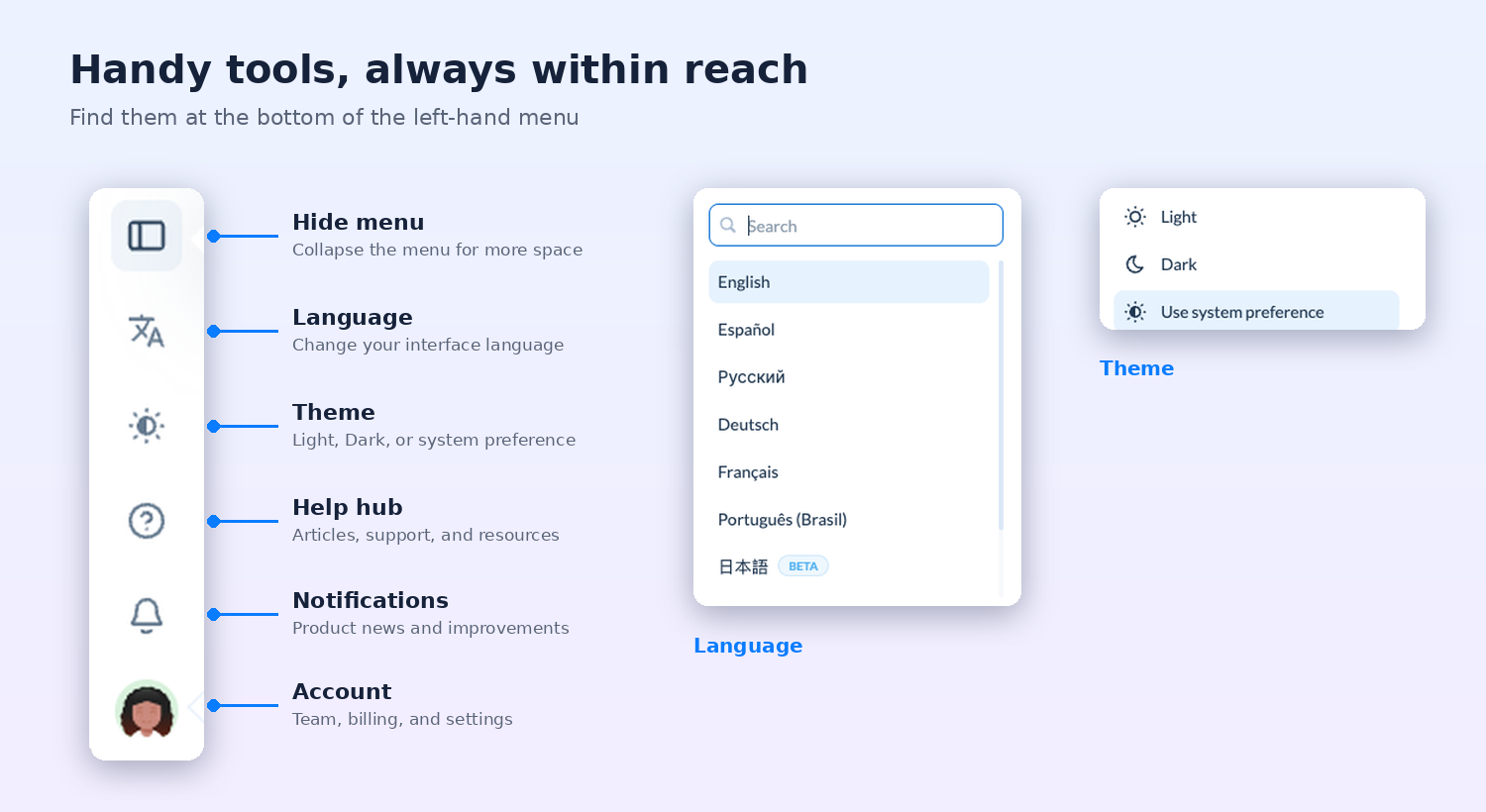 Tools at the bottom of the left-hand menu